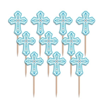 Cupcake Topper - Kreuz Blau